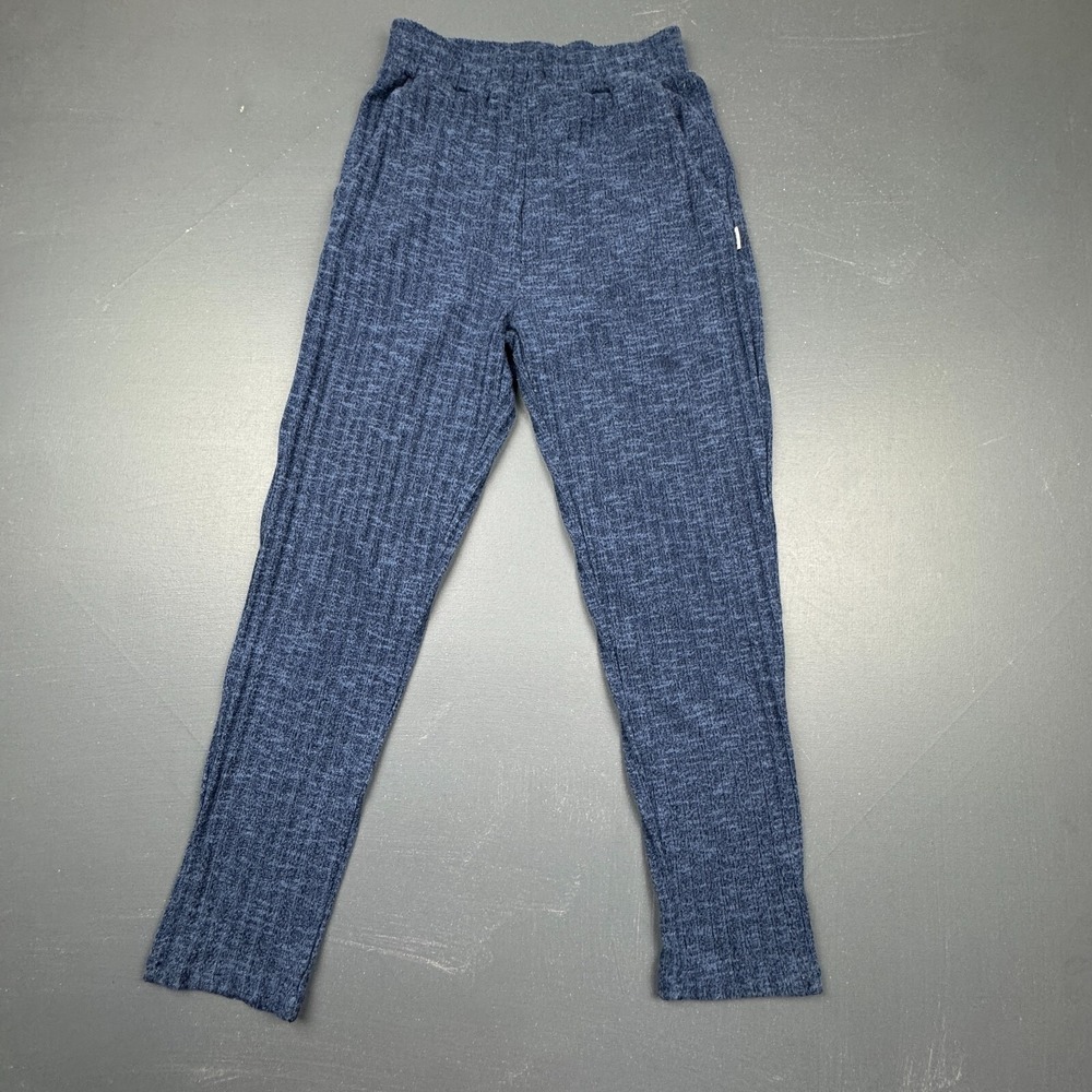 RVCA Girls Small Blue Textured Knit Stretch Lounge Pants Athleisure Gym Leggings